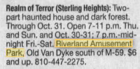 Riverland Amusement Park (Utica Amusement Park) - Haunted House Oct 2000